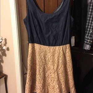 Lace and denim dress